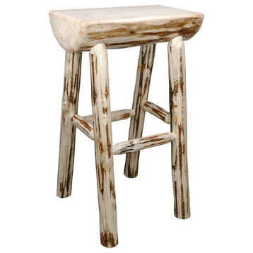 Montana Collection Half Log Barstool, Clear Lacquer Finish