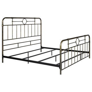 Pemberly Row Antique Metal Pipe King Size Bed in Bronze