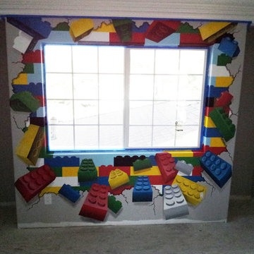 Lego Mural in Lego Themed Kid's Room