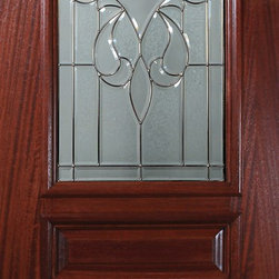 Prehung Single Door 96 Wood Mahogany New Orleans Arch Lite Glass - Front Doors