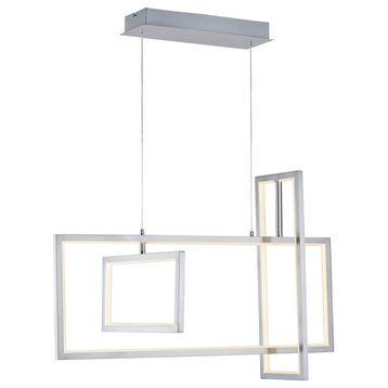ET2 E20356 Link 3 Light 32"W LED Abstract Linear Chandelier - Satin Nickel
