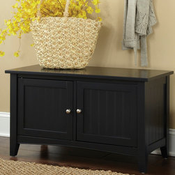 Tan Mudroom with Black Storage Bench, Shaker Cottage Style - Products