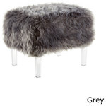 Inspired Home - Theophania Luxe Faux Fur Acrylic Leg Ottoman, Grey - Our faux fur ottoman adds a retro and groovy touch to your living room, bedroom or entryway. Featuring adorable shag fur, the comfort of a high density foam cushioned seat, this adorable pop of color accent piece can be mixed and matched, and provides not only dual functionality but also a focal point of style and flair that seamlessly incorporates your main decor to create an inviting and comfortable atmosphere to come home to. This ottoman is ideal for a kids to dorm rooms and everything in between.FEATURES: