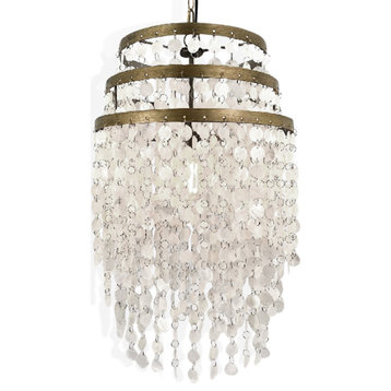 Bodhi Chandelier Natural Shell, Brass Finished Metal