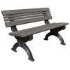 Bench, Hartford w/Back, 4', with decorative Black Legs, Charcoal Gray