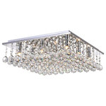 CWI Lighting - Sparkle 9 Light Flush Mount With Chrome Finish - Why get this crystal light source? The glow, contrast, and reflection this provides cannot be achieved with other decor. The Sparkle 9 Light Flush Mount features a square canopy in chrome holding strings of crystal beads that dangle beautifully and reflect a dazzling brilliance over the space. Count on this flush-mounted decorative light source to bring a luxurious depth to your interiors.  Feel confident with your purchase and rest assured. This fixture comes with a one year warranty against manufacturers defects to give you peace of mind that your product will be in perfect condition.