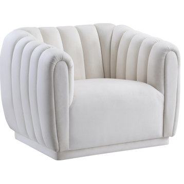 Dixie Velvet Upholstered Chair, Cream