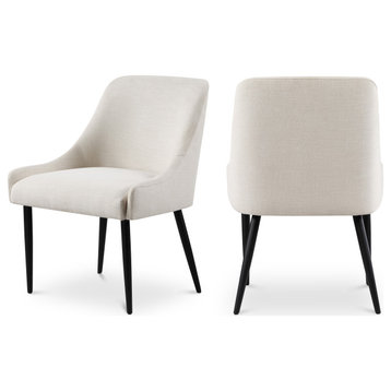 Camden Linen Textured Fabric Upholstered Dining Chair (Set of 2), Beige