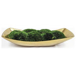 Uttermost - Venice Artificial Plant, Antique Brass - Perfectly Preserved Mounds Of Moss Are Placed Together In An Elongated Boat Made Of Textured Cast Aluminum Finished In Antique Brass.