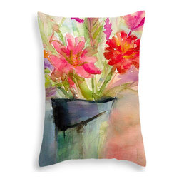 Colorful Zinnias Floral Motif Throw Pillows - Decorative Pillows