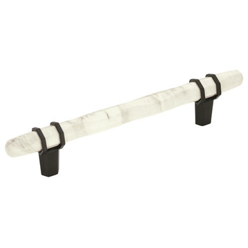 Carrione Cabinet Pull, Marble White/Black Bronze, 5-1/16" Center-to-Center
