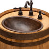 Wine Barrel Vanity Package With 17" Oval Copper Sink and Wide Spread Faucet
