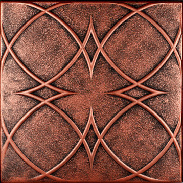 Circles and Stars, Styrofoam Ceiling Tile, 20"x20", #R82, Antique Copper