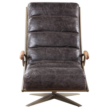 ACME Ekin Accent Chair With Swivel, Morocco Top Grain Leather