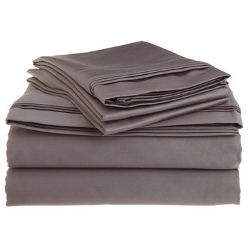 Solid Egyptian Cotton California King Deep Pocket Sheet Set, Grey