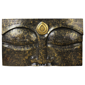 Master Detail Wood Carve Buddha's Eye Of Wisdom Art Panel Wall Decor hn266
