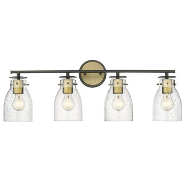 Shelby 4 Light Bathroom Vanity Light, Oil Rubbed Bronze and Antique Brass