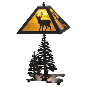 21 High Placid Deer W/Lighted Base Table Lamp