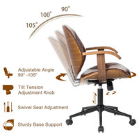 38"H Russet PU Leather Adjustable Swivel Desk Chair/Task Chair