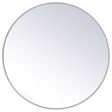 Elegant MR4845S Metal Frame Round Mirror 45", Silver