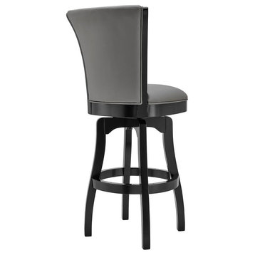 Raleigh 26 Counter Height Swivel Barstool in Black Finish and Gray Faux...