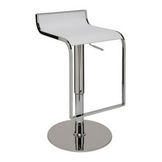 Nuevo - Alexander Adjustable Bar Stool, Modern Contemporary Counter Stool Leather, White - Bar Stools and Counter Stools