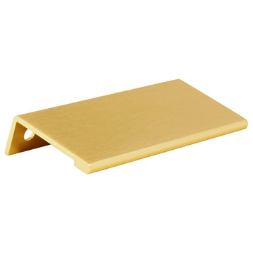 Modern Edge Pull 3-5/32" Centers Satin Gold Cabinet Handle