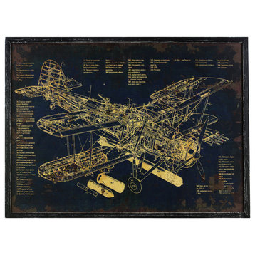 Aircraft Blueprint Wood Painting