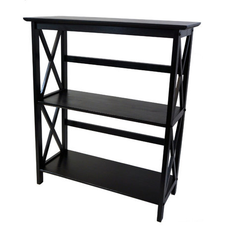 Montego Bookcase, Black, 3 Shelf