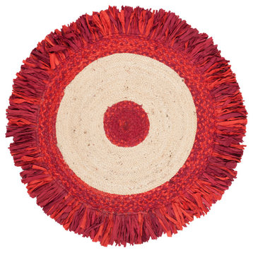 Safavieh Cape Cod Collection CAP212 Rug, Red/Natural, 3' Round