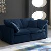 Plush Velvet / Down Standard Comfort 2-Piece Modular Sofa, Navy