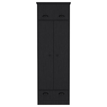 Depot EShop Tifton Engineered Wood Armoire with 2-Doors in Black