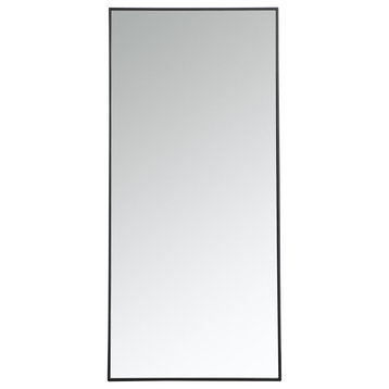 Elegant Decor Eternity 60" x 30" Contemporary Metal Frame Mirror in Black