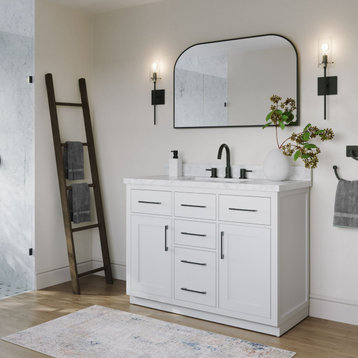 The Hudson Bathroom Vanity, White, 42", Single Sink, Freestanding