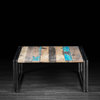 Industrial Coffee Table Made of Recycled Boat Wood and Black Metal