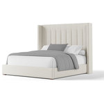 Nativa Interiors - Nativa Interiors Aylet Vertical Channel Tufted Bed, Off White, King, Medium 67" - The Nativa Interiors Aylet Vertical Channel Tufted Upholstered Bed features an modern yet timeless design.The entire bed is crafted using premium materials combining state of the art CNC machinery and old world craftsmanship. Our upholstery is bench made on eat a time and features a made in America high tech fabric that is virtually proof against most foods and stains. This bed is made for a boxs pring mattress.