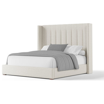 Nativa Interiors Aylet Vertical Channel Tufted Bed, Off White, King, Medium 67"