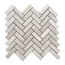 Athens Silver Cream 1x3 Herringbone Marble Mosaic - Wall And Floor Tile