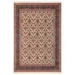 Bareens Designer Rugs - Kazveen Pak Persian Shawn Ivory/Green Wool Rug - 9'10'' x 14'2'' - Designed with mesmerizing intricacy and gorgeous color palette, this hand-knotted masterpiece demonstrates the beauty and electrifying thrill of Pak Persian art. These meticulously hand-knotted Pak-Persian rug is made with pure wool and features breathtaking traditional, transitional, and tribal designs in bold luxurious color pallets. Known for their intricate designs these rugs are a reproduction of Persian rugs, made in Pakistan with unique Mughal designs. Made by master weavers using the same Persian texture, design and dying technique, we wanted to produce the most significant manifestation of Persian art, life, and culture. This rug is most famous for its exceptional quality, incredible designs, patterns, and vibrant rich color. Pak-Persian rugs made with Persian weave with high knot counts, which enables the high intricacy and detail found in the patterns are also referred to as "State of art", each color adds a rich beautiful detail in the artwork of this rug. The design, color, and beautiful chromatic composition with a vibrant sheen with intricate designs, exude beauty, elegance, and quality make this rug a masterpiece of its own.