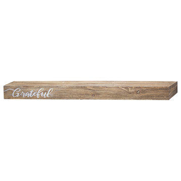 Floating Wall Shelf with "Grateful" Text Engraving