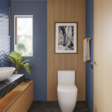 Modern Blue Powder room