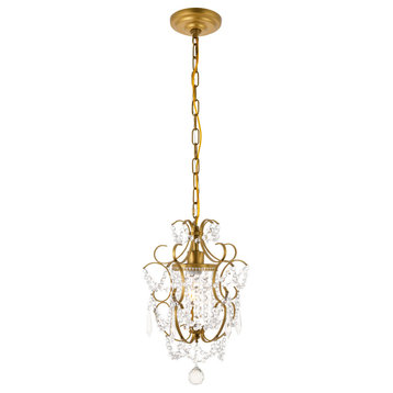 Kirin 1-Light Pendant in Brass with Clear royal cut Crystal