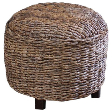 Pemberly Row Round Abaca Ottoman in Natural