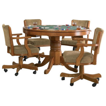 Coaster Mitchell 5-piece Wood Game Table Set Amber and Brown