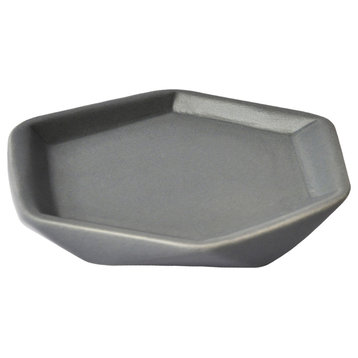 Bathroom Soap Dish Cup Diamond Stoneware White, Grey