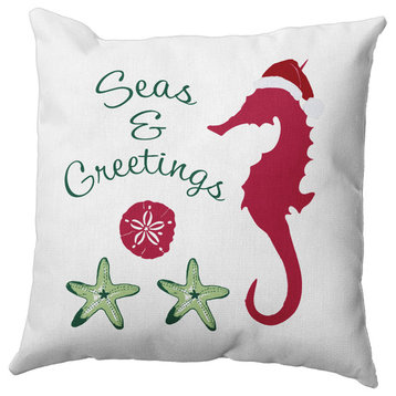 Seas and Greetings Accent Pillow, Christmas Pink, 16"x16"