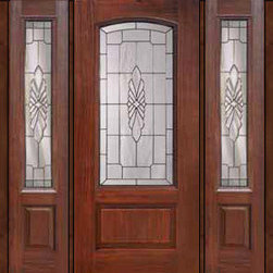 Prehung Sidelights Door 80 Fiberglass Versailles Arch Lite Glass - Front Doors