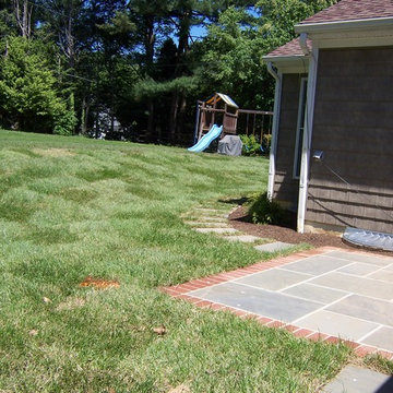 Patio outlined with brick