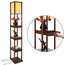 Brightech Maxwell Drawer Edition - Shelf & LED Floor Lamp Combination, Havana Br