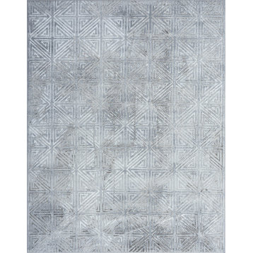 Avery Contemporary Abstract Gray/Cream Rectangle Area Rug, 8'7''x12'2''